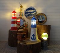 1:12 dollhouse red lighthouse lamp Miniature accent light for deck or patio or garden or porch Battery operated novelty light