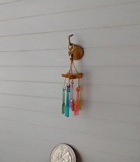 1:12 dollhouse unique wind chime with starfish and faux glass paddles Beach cottage home decor wind chime Coastal home accessory