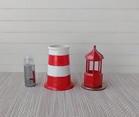 1:12 dollhouse red lighthouse lamp Miniature accent light for deck or patio or garden or porch Battery operated novelty light