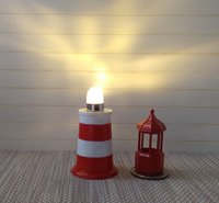 1:12 dollhouse red lighthouse lamp Miniature accent light for deck or patio or garden or porch Battery operated novelty light