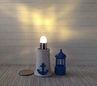 1:12 dollhouse Blue lighthouse lamp Miniature coastal accessory Lighthouse light for dollhouse patio or deck Battery operated novelty or accent light