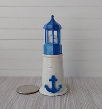 1:12 dollhouse Blue lighthouse lamp Miniature coastal accessory Lighthouse light for dollhouse patio or deck Battery operated novelty or accent light