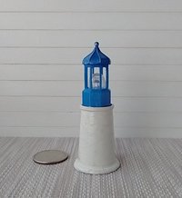 1:12 dollhouse Blue lighthouse lamp Miniature coastal accessory Lighthouse light for dollhouse patio or deck Battery operated novelty or accent light