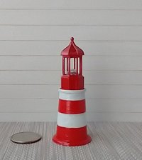 1:12 dollhouse red lighthouse lamp Miniature accent light for deck or patio or garden or porch Battery operated novelty light