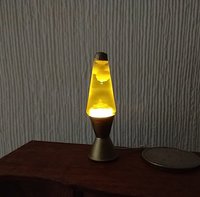 1:12 Dollhouse miniature Handcrafted retro lava lamp Battery operated LED table lamp MCM style with external wires - yellow resin