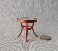 1:12 Dollhouse side table with clear acrylic top faux wrought iron in copper color for patio or deck or modern home Round end table