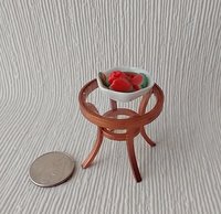 1:12 Dollhouse side table with clear acrylic top faux wrought iron in copper color for patio or deck or modern home Round end table