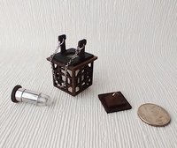 1:12 Dollhouse miniature hanging lantern light in solid walnut Japanese styled lantern pendant light for portch or foyer or deck or dining room