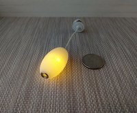 1:12 dollhouse miniature white elongated pendant light with ridges Battery operated mid-century inspired ceiling light MCM styled light