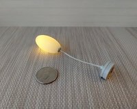 1:12 dollhouse miniature white elongated pendant light with ridges Battery operated mid-century inspired ceiling light MCM styled light