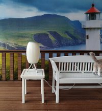 RESERVED 1:12 dollhouse miniature MCM styled lamp white elongated shade with ridges Battery operated mid-century inspired table lamp