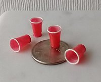 RESERVED 1:12 Dollhouse red party cups Faux disposable plastic cups Solo cups inspired for cold drinks Price is for ONE SET of eight red cups (height 0.47")