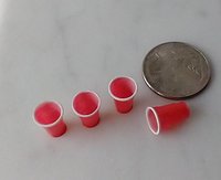 RESERVED 1:12 Dollhouse red party cups Faux disposable plastic cups Solo cups inspired for cold drinks Price is for ONE SET of eight red cups (height 0.47")