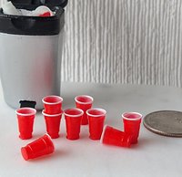1:12 Dollhouse red cold cups Faux disposable plastic cups for cold drinnks Price is for one set of four red cold cups Height 0.42"