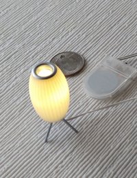 RESERVED 1:12 dollhouse miniature MCM styled lamp white elongated shade with ridges Battery operated mid-century inspired table lamp