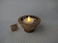 1:12 Dollhouse miniature modern style golden fire pit Battery operated faux metal fire bowl with moving flame