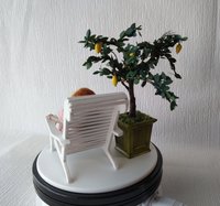 1:12 Dollhouse miniature lemon tree in unique square planter Patio tree in container