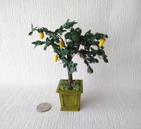 1:12 Dollhouse miniature lemon tree in unique square planter Patio tree in container