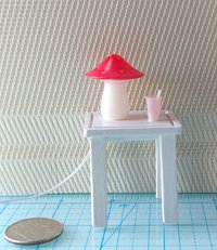 1:12 Dollhouse battery operated toadstool table lamp Kids lamp Novelty lamp Red mushroom lamp