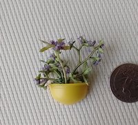 1:12 Dollhouse miniature wall planter with light green plant and lavender flowers REF Big yellow lavender