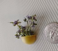 1:12 Dollhouse miniature wall planter with light green plant and lavender flowers REF Big yellow lavender