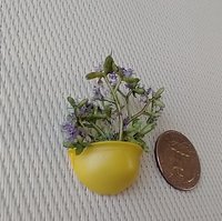 1:12 Dollhouse miniature wall planter with light green plant and lavender flowers REF Big yellow lavender