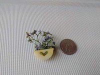 1:12 Dollhouse miniature wall planter with light green plant and lavender flowers REF Big yellow lavender