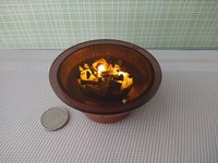 RESERVED 1:12 Dollhouse miniature fire pit Battery operated firepit in copper tone with flickering embers and wood sticks Dual function firepit/ patio coffee table