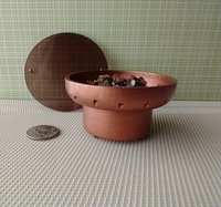RESERVED 1:12 Dollhouse miniature fire pit Battery operated firepit in copper tone with flickering embers and wood sticks Dual function firepit/ patio coffee table