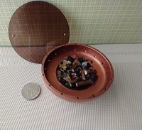 RESERVED 1:12 Dollhouse miniature fire pit Battery operated firepit in copper tone with flickering embers and wood sticks Dual function firepit/ patio coffee table