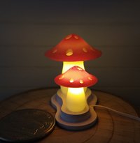 1:12 Dollhouse battery operated Mom and child toadstools table lamp Kids lamp Novelty lamp Red mushrooms lamp