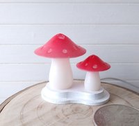 1:12 Dollhouse battery operated Mom and child toadstools table lamp Kids lamp Novelty lamp Red mushrooms lamp