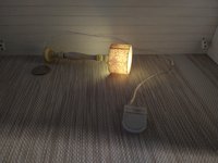 1:12 Dollhouse miniature classic floor lamp with drum shade and candlestick styled post Battery operated with external wires REF Red