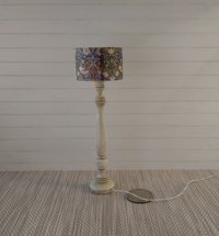 1:12 Dollhouse miniature classic floor lamp with drum shade and candlestick styled post Battery operated with external wires REF Birds n blue