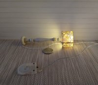 1:12 Dollhouse miniature classic floor lamp with drum shade and candlestick styled post Battery operated with external wires REF Birds n blue