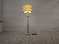 1:12 Dollhouse miniature classic floor lamp with drum shade and candlestick styled post Battery operated with external wires REF Birds n blue