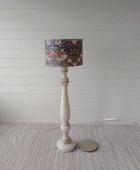 1:12 Dollhouse miniature classic floor lamp with drum shade and candlestick styled post Battery operated with external wires REF Birds n blue