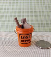 1:12 Dollhouse miniature all-purpose bucket equivalent to home center 5-gallon plastic bucket REF Orange