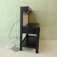 1:12 dollhouse multi-purpose black work bench with peg board AND built-in battery operated light and two working drawers