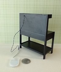1:12 dollhouse multi-purpose black work bench with peg board AND built-in battery operated light and two working drawers
