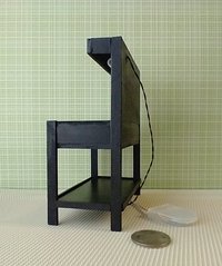 1:12 dollhouse multi-purpose black work bench with peg board AND built-in battery operated light and two working drawers