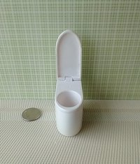 RESERVED 1:12 dollhouse miniature modern elongated toilet inspired by Japanese tankless double flush one-piece floor mount toilet