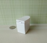 RESERVED 1:12 dollhouse miniature modern elongated toilet inspired by Japanese tankless double flush one-piece floor mount toilet