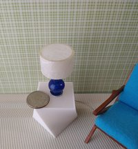 1:12 Dollhouse table lamp with cobalt blue gourd shaped post Battery operated dollhouse lamp on external wires