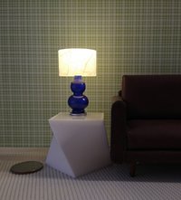 1:12 Dollhouse table lamp with cobalt blue gourd shaped post Battery operated dollhouse lamp on external wires