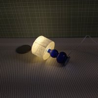 1:12 Dollhouse table lamp with cobalt blue gourd shaped post Battery operated dollhouse lamp on external wires