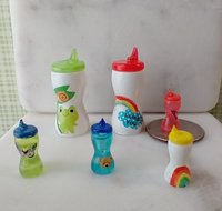 1:12 Dollhouse miniature sippy cup with blue lid REF green