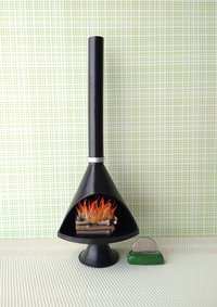 1:12 Dollhouse miniature Mid century modern fireplace MCM Black fireplace inspired by Malm fireplace Retro fireplace