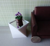 1:12 Dollhouse miniature twisted end table with acrylic mirror top AND translucent white top insert Doubles up as floor lamp Price is per unit