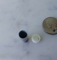 1:12 Dollhouse miniature faux metal tumbler with removable lid REF Silver tone